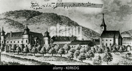 FRANZ JOSEPH HAYDN, Schloss Weinzierl, Casa del patrono Furnberg la famiglia dove Haydn ha scritto il 1° String Quartet c. 1757. Il compositore austriaco (1732-1809). Haydn ha inventato il quartetto della stringa Foto Stock