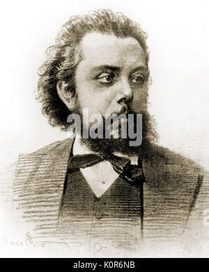Modesto Petrovich Mussorgsky ritratto - . Il compositore russo, 21 marzo 1839 - 28 Marzo 1881. Foto Stock