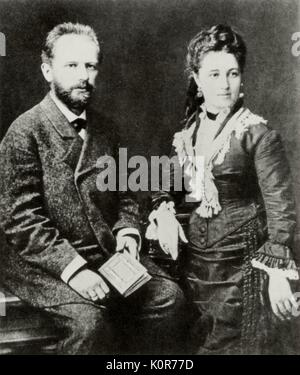 Pyotr Tchaikovsky e sua moglie.ssa Antonina Milyukova, 1877. Il compositore russo 7 Maggio 1840 - 6 novembre 1893. Foto Stock