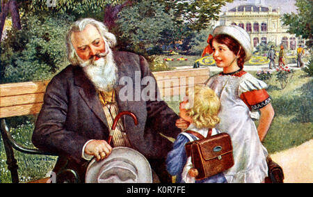 Johannes Brahms e i suoi piccoli amici. Compositore tedesco (1833-1897). Foto Stock