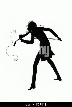 PAGANINI, Niccolo - Silhouette a suonare il violino. Italiano violinista virtuso ( 1782 - 1840 ) Foto Stock