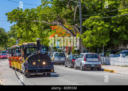 La famosa in tutto il mondo Conch Tour Train in Key West Florida Foto Stock