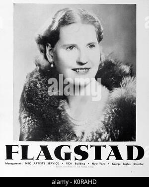 FLAGSTAD Kirsten (Malfrid) nel 1941 soprano norvegese (1895-1962). Ha cantato a Bayreuth nel 1933 e 1934. Reputazione come soprano wagneriana. Foto Stock