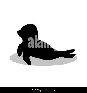 Mare di vitello nero nautico silhouette animale. Vector Illustrator. Illustrazione Vettoriale