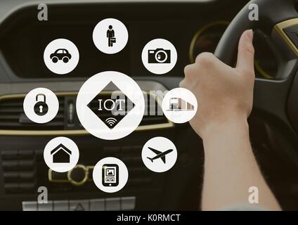 Composito Digitale di interfaccia contro la persona in auto Foto Stock
