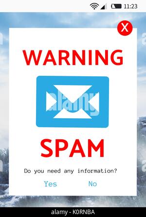 Composito Digitale della posta spam interfaccia allarme Foto Stock