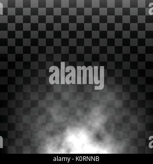 La nebbia, vapore o fumo trasparente isolato effetto speciale. Vettore di bianco nuvolosità, nebbia o smog sfondo. Illustrazione Vettoriale Illustrazione Vettoriale