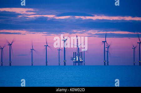 Teesside offshore wind farm, Redcar, Inghilterra del nord est. Regno Unito Foto Stock