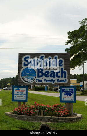 Surfside Beach segno Carolina del Sud degli Stati Uniti. Foto Stock