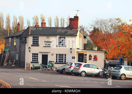 British casa tradizionale stile in autunno e inverno. Edificio pub della città inglese in Inghilterra REGNO UNITO : 16 novembre 2016. Foto Stock