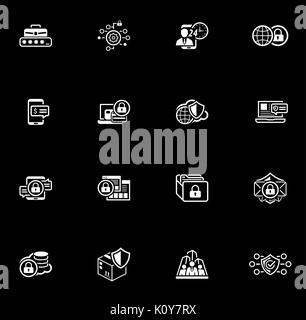 Progettazione di piani di sicurezza e di protezione set di icone. Illustrazione Vettoriale