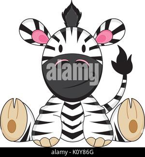 Cartoon carino Zebra carattere illustrazione vettoriale Illustrazione Vettoriale