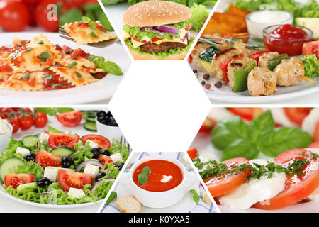 Cibo ristorante menu raccolta pasto collage pasti insieme Foto Stock