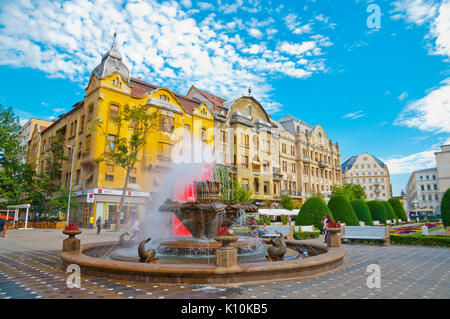 Fantana cu Pesti, Piata Victoriei, Timisoara, Contea di Timis, Romania Foto Stock