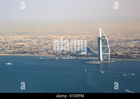 Burj al Arab Hotel Dubai spiaggia mare vista aerea fotografia emirati arabi uniti Foto Stock