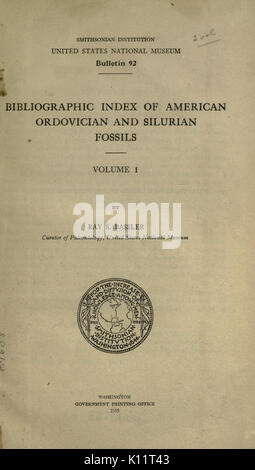 Indice bibliografico di American Ordovician e fossili Silurian BHL22018827 Foto Stock