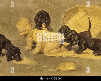 Agosto Roeseler giocando con il bambino Foto Stock