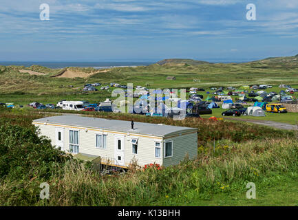 Hillend Camping e Caravan Park, Gower, West Glamorgan, Wales UK Foto Stock