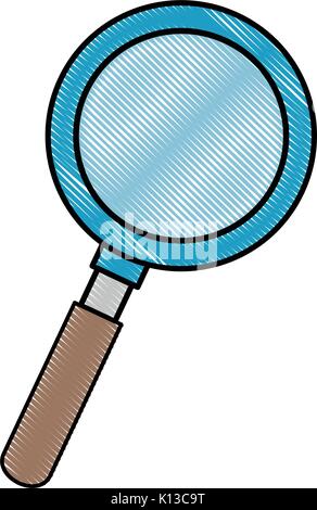 Icona della lente di ingrandimento su sfondo bianco illustrazione vettoriale Illustrazione Vettoriale