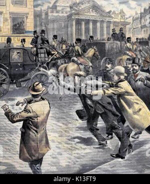 Tentativo di assassinio sul Re Leopoldo II del Belgio a Bruxelles 1902 Foto Stock