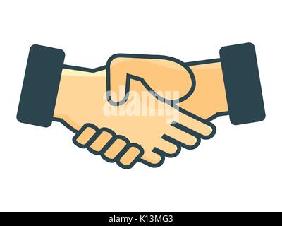 Icona di handshaking in cerchio, simbolo iconico su sfondo bianco - vettore design iconico. Illustrazione Vettoriale