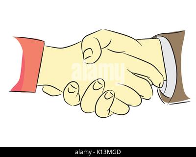 Agitando mani distese di design. Handshake, accordo aziendale, concetti di partenariato. Due mani scuotendo ogni altra-illustrazione vettoriale. Illustrazione Vettoriale