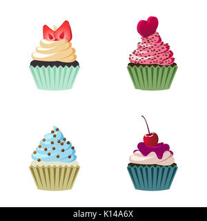 Insieme multicolore tortine. Icona collezione di deliziose torte e muffin per il vostro progetto di design. Foto Stock