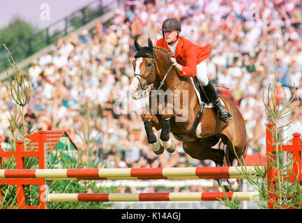 Campionati Europei, Hickstead Agosto 1999, Markus Ehning (GER) di equitazione per piacere Foto Stock