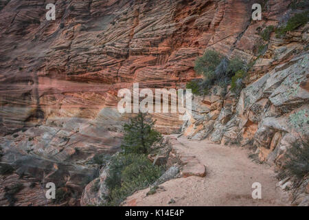 Sentiero di sabbia lungo il Red Rock Cliff in Sion Foto Stock