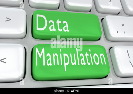 3D illustrazione della tastiera del computer con la stampa 'Data manipolazione" su due adiacenti pulsanti verdi Foto Stock