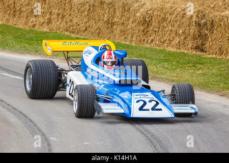 1972 Eifelland-Cosworth E21 con conducente David Shaw al 2017 Goodwood Festival of Speed, Sussex, Regno Unito. Foto Stock