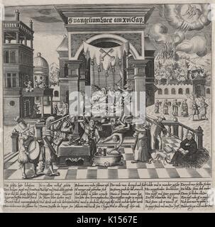 Evangelium Lucae am XVI PAC [satira della parabola da Luca 16 con il Papa come uomo ricco e Martin Lutero come Lazzaro], 1500. Dalla Biblioteca Pubblica di New York. Foto Stock