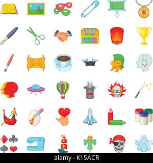 Presentazione set di icone, stile cartoon Illustrazione Vettoriale