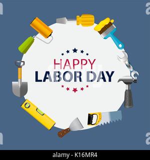 Happy Labor Day Poster illustrazione vettoriale Illustrazione Vettoriale