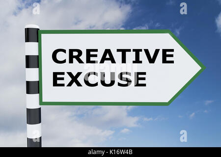 3D illustrazione di 'CREATIVE scusa' script sul cartello stradale Foto Stock