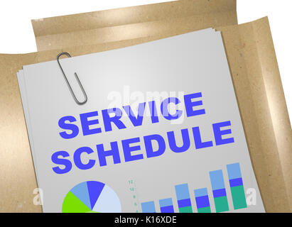 3D illustrazione di 'Service SCHEDULE" titolo sul documento aziendale Foto Stock