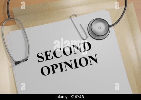 3D illustrazione di 'Seconda parere" titolo su un documento Foto Stock