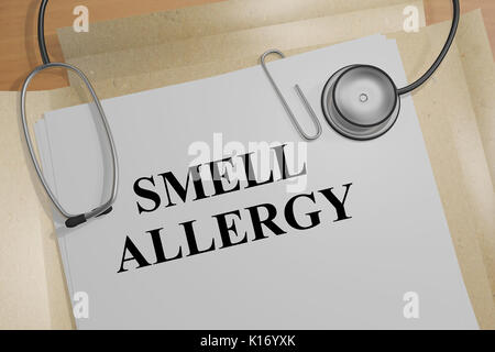 3D illustrazione di 'SMELL ALLERGY" titolo sul documento medico Foto Stock