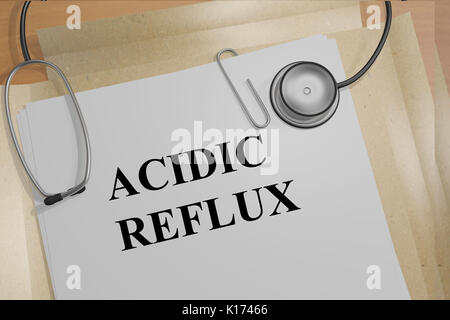 3D illustrazione di 'riflusso acido" titolo sul documento medico Foto Stock