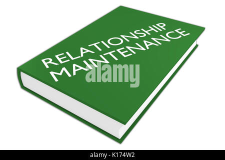 3D illustrazione di 'RELATIONSHIP MANUTENZIONE' script su un libro, isolato su bianco. Foto Stock