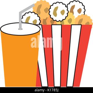 Delizioso pop corn con soda Illustrazione Vettoriale