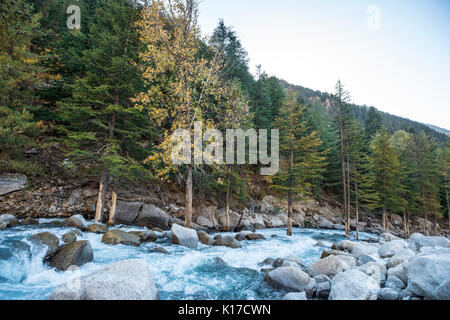 Sangla valley in Kinnaur in Himachal Pradesh dell India os una splendida valle ricca di fauna selvatica e di un semplice Himalayan cultura locale. Foto Stock