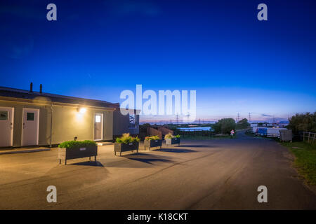 Campeggio a Dungeness, Kent, Regno Unito Foto Stock