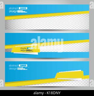 Modello di pagina di intestazione. sfondo astratto per la progettazione, business, istruzione, annuncio. colore blu e giallo. illustrazione vettoriale. Illustrazione Vettoriale