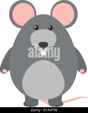 Ratto grigio su sfondo bianco illustrazione Illustrazione Vettoriale