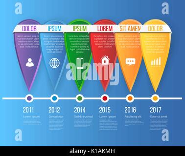 Modello di Business con 6 opzioni, fasi o processi. Illustrazione Vettoriale