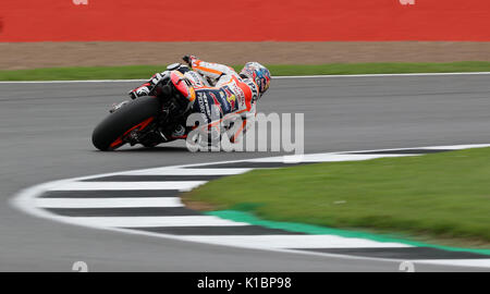 Il pilota del Repsol Honda Dani Pedrosa durante le qualifiche davanti al british Moto Grand Prix di Silverstone, Towcester. Stampa foto di associazione. Picture Data: Venerdì 25 Agosto, 2017. Vedere PA storia moto inglesi. Foto di credito dovrebbe leggere: David Davies/filo PA. Restrizioni: solo uso editoriale. Uso non commerciale. Foto Stock