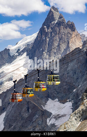 Funivie di la Meije ghiacciaio nel Parco Nazionale degli Ecrins in estate. Hautes-Alpes, alpi, Francia Foto Stock