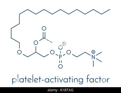 Il fattore attivante le piastrine (PAF) molecola di segnalazione. Formula di scheletro. Illustrazione Vettoriale