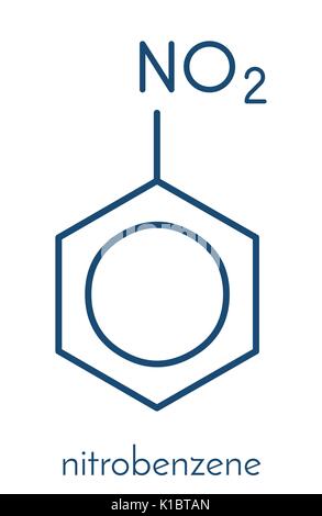 Il nitrobenzene molecola di solvente. Formula di scheletro. Illustrazione Vettoriale